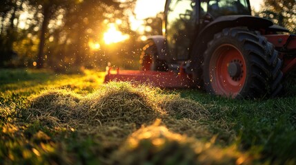 Poster - Mowing the Lawn at Sunset