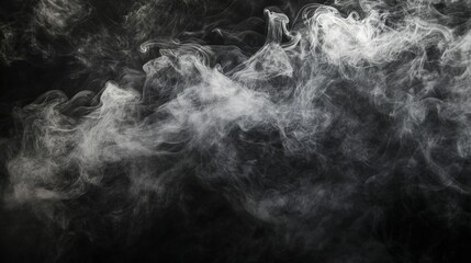 Abstract smoke misty fog on isolated black background. Texture overlays.