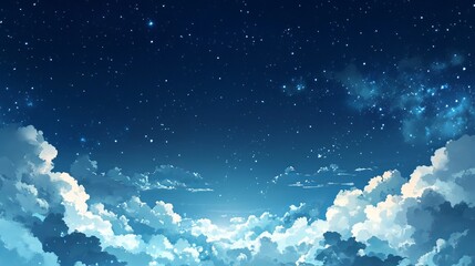 Wall Mural - a serene starry night sky depiction, with delicate cloud formations hinting at the vastness of the u