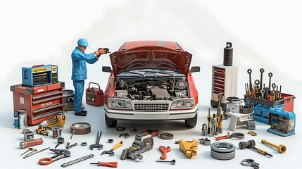 Car Mechanic Tools and Equipment Repair Garage Workshop