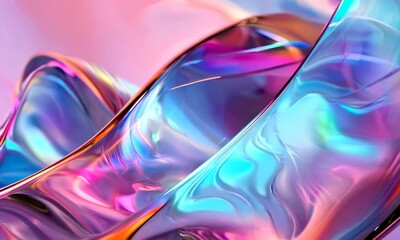 Poster - Holo abstract 3D ribbon with iridescent patterns, Video