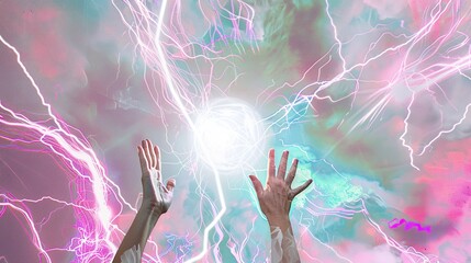 Wall Mural - Stunning_Healing_Energy_phenomenon_-_female_hands