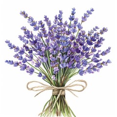 Canvas Print - Branch of lavender violet flowers against white background