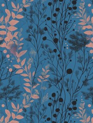 seamless floral minimalist, black color, blue black tone, pattern style --chaos 50 --ar 3:4 --weird 1000 --v 6.1 Job ID: 42962139-ba9a-4006-8b36-e363daff943f