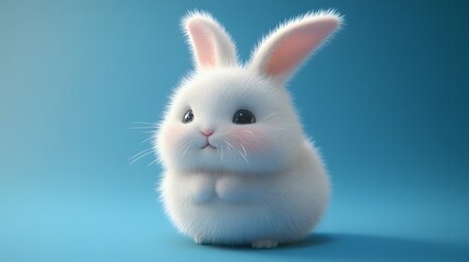 2. **Adorable 3D model of a chubby bunny with long ears and soft fur