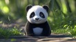 © Mr image - 3. **Detailed 3D depiction of a curious baby panda sitting on its haunches