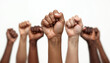 © abu - Raised fists of diverse women symbolize unity and empowerment with a bold, impactful visual.