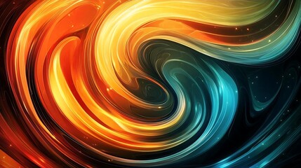 Poster - Abstract Swirling Colors  Blue and Orange  Dynamic Background  Digital Art