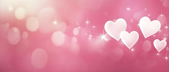 Sticker - Abstract Pink Background with White Hearts and Glitter