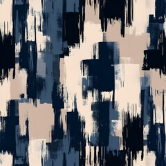 Abstract art with black, blue and beige brush strokes