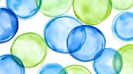 Canvas Print - Abstract watercolor circles in blue and green