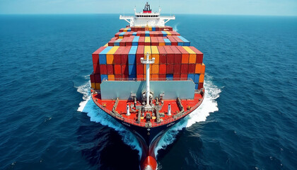 Close-up of a cargo ship docked at a port, emphasizing strength and global trade.