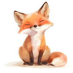 adorable watercolor illustration of a smiling fox, perfect for art prints and nature-themed designs.