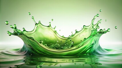 Isolated big splash wave of shiny light green translucent liquid, splash, wave, shiny, light green, translucent, isolated