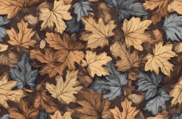 Wall Mural - Autumn Leaves Seamless Pattern