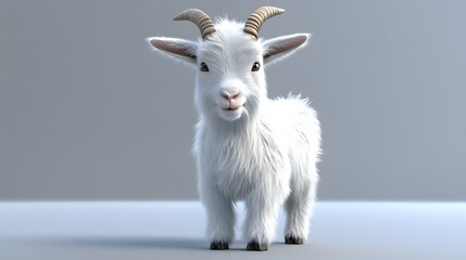 Wall Mural - 28. **Cute 3D model of a fluffy baby goat with playful horns and soft fur