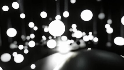 Wall Mural - black and white illuminated balloons suspended in the air.