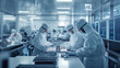 © EmmaStock - Factory workers in a cleanroom environment assembling electronics