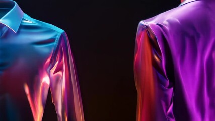 Wall Mural - 3d animation of a shirt with metallic glitter and bright gradient lights