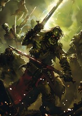 Fantasy Art of a Green-Skinned Warrior with a Sword