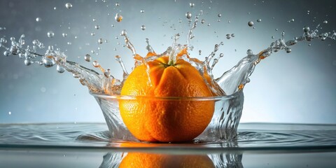 Orange fruit sinking in water with a beautiful splash , orange, water, splash, fruit, fresh, healthy, refreshing, vibrant