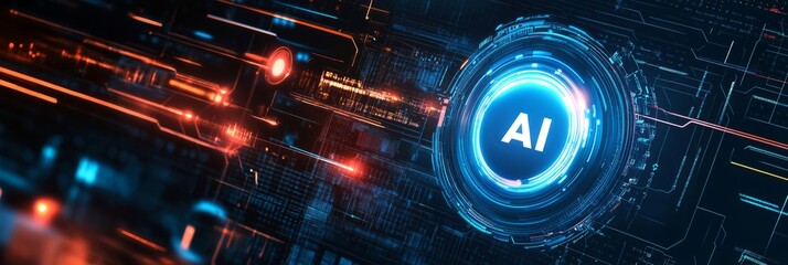 AI futuristic technology background vector