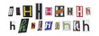 © BORT GRAPHIC - Set of isolated cut-out letter “H” from magazines on a transparent background, retro y2k style