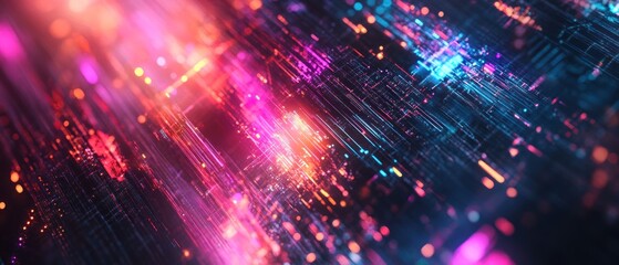 Abstract effect digital fractal network cyber technology glitch design background wallpaper AI generated image