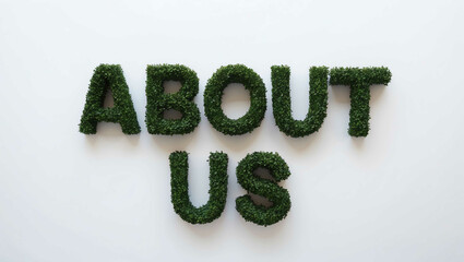 Sticker - about us word shrubs trimmed on white background