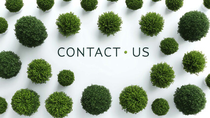 Sticker - contact us word shrubs trimmed on white background