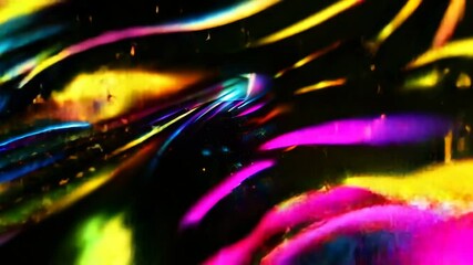 Wall Mural - 3d animation of bright abstract lines and flashes in neon style