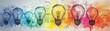 © pornthip - Colorful Light Bulbs Sketch on Watercolor Background   Creative Thinking Concept