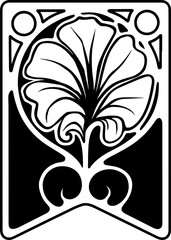 Sticker - Stylized Floral Design in Black and White