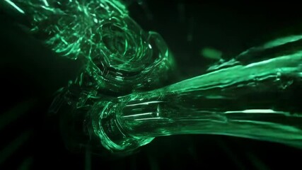 Wall Mural - 3d animation of green pipes with futuristic elements and lighting