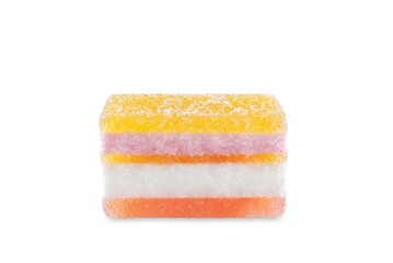 Wall Mural - Multicolored lemon berry marmalade slice on a white isolated background