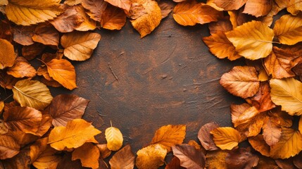 Wall Mural - Autumn leaves background with copy space