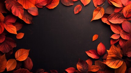 Wall Mural - Autumn leaves background with copy space