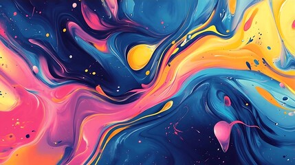 Wall Mural - Abstract Swirling Colors  Blue  Pink  Yellow  Fluid Art  Liquid Texture  Background