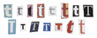 © BORT GRAPHIC - Set of isolated cut-out letter “T” from magazines on a transparent background, retro y2k style
