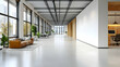 © Siasart - Modern office interior with open space, large windows, and minimalist design.
