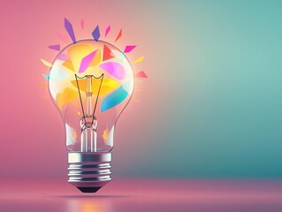 Poster - Colorful Light Bulb with Creative Ideas.