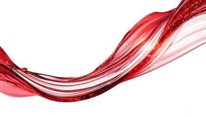 Canvas Print - glittering red wavy stream of water flowing gracefully on a pristine white background