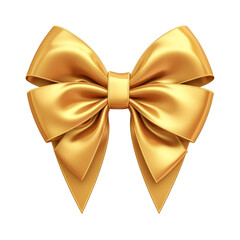 Shiny Golden Ribbon Bow with Elegant Loops and Tails.