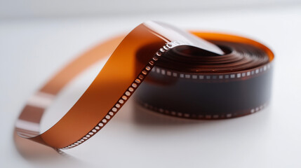 A strip of film used in a movie camera.