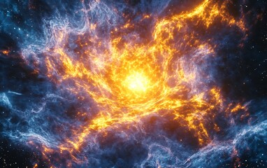 Wall Mural - cosmic journey: 3d model of star life cycle with glowing effects and cosmic textures