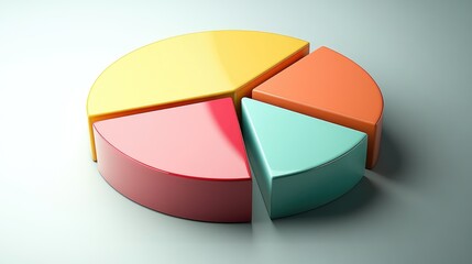 A visually striking image of a 3D pie chart with segments popping out and a sleek, professional design, perfect for reports, presentations, or data analysis.