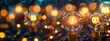 © Juan - Glowing filament light bulbs with bokeh background in warm tones