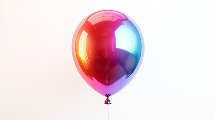 A colorful helium balloon floating upwards, isolated on a white background