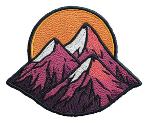 PNG Colorful mountain patch with sunset design