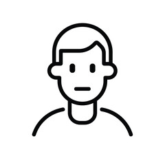 Canvas Print - simple black and white line drawing of a person's face, with minimalist features and short hair.